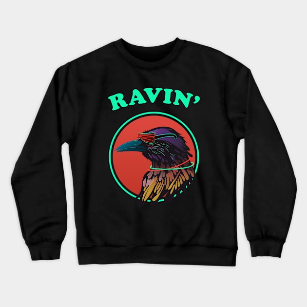 Funny Raving Raven Wingspan Birding Crewneck Sweatshirt by pixeptional